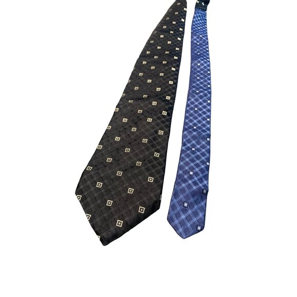 Other - Tommy Hilfiger Mens Silk Tie Black and Blue Geometric Patterns Necktie